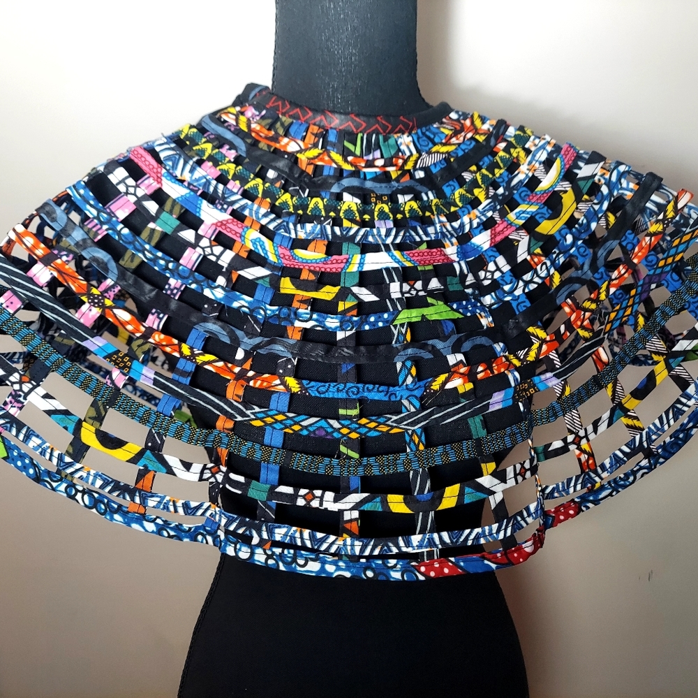 Ankara weaved web cape